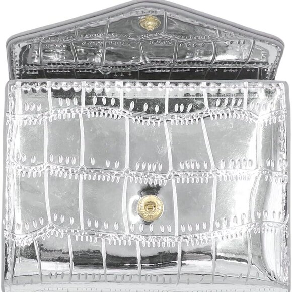 Stylish Silver Crocodile Pattern Wallet for Women - Slim and Portable Design - Picture 4 of 7